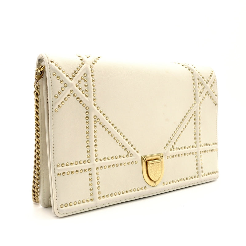 Christian Dior Shoulder Bag Off-White Leather Gold Hardware 7-8-118
