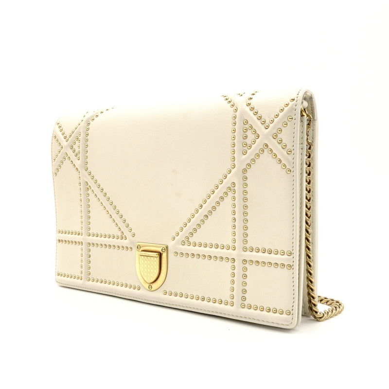 Christian Dior Shoulder Bag Off-White Leather Gold Hardware 7-8-118