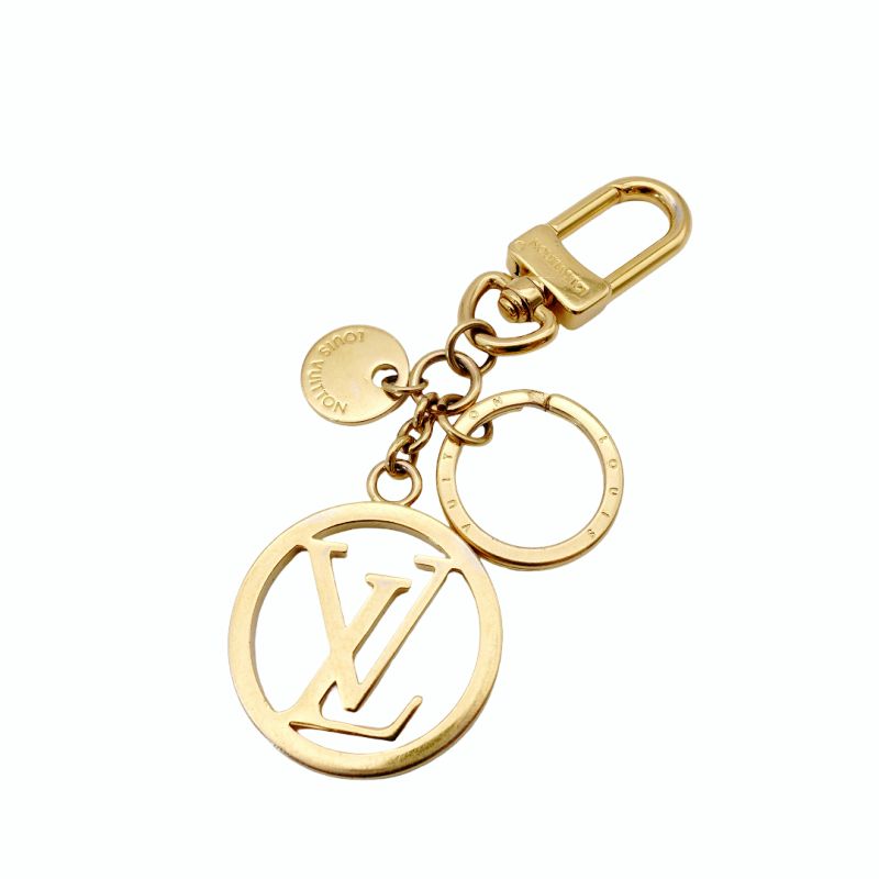LOUIS VUITTON Key Chain Gold LV Logo Key Charm Key Holder M68000 7-8-166