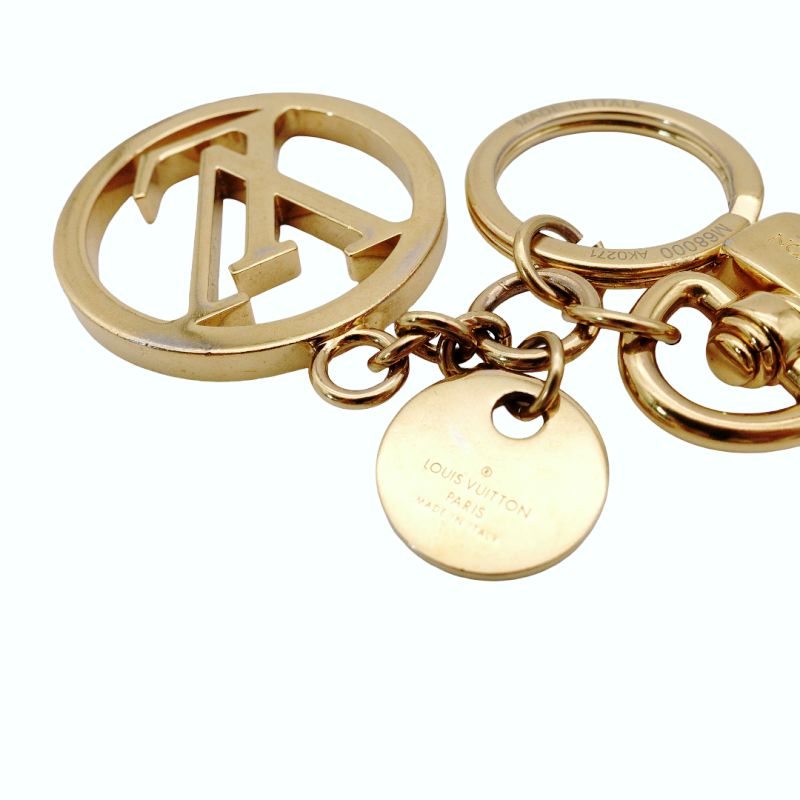 LOUIS VUITTON Key Chain Gold LV Logo Key Charm Key Holder M68000 7-8-166