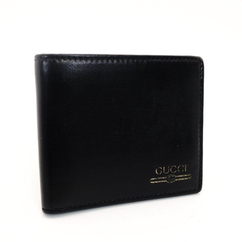 GUCCI Interlocking Folding Wallet Black Men's Logo Black Wallet Leather 7-8-190