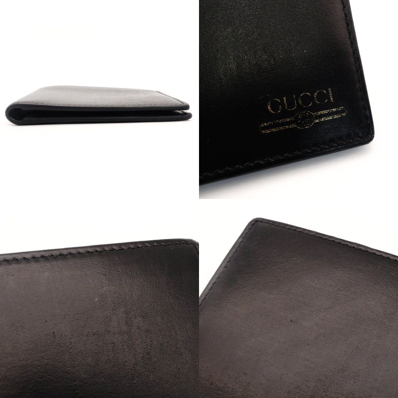 GUCCI Interlocking Folding Wallet Black Men's Logo Black Wallet Leather 7-8-190