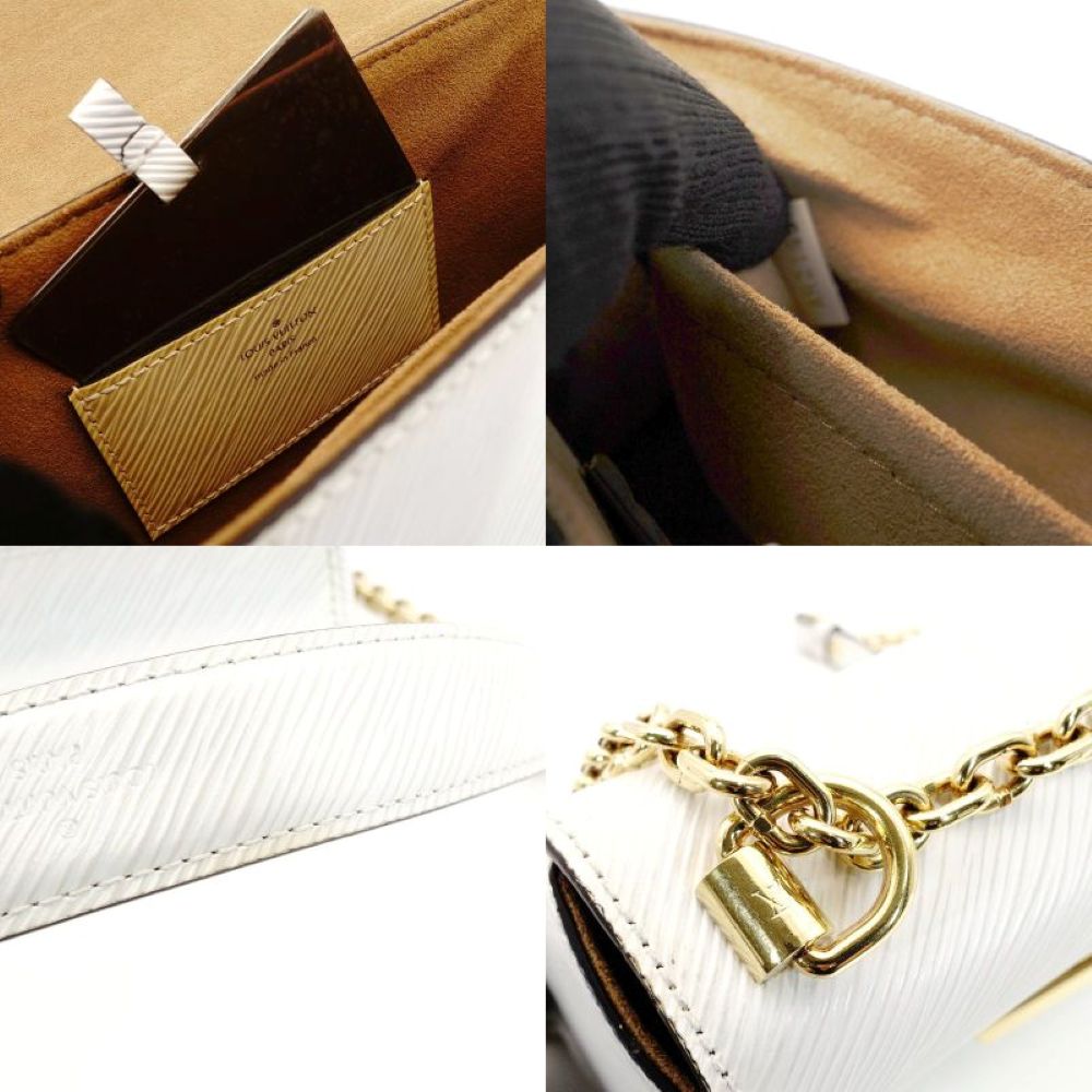 LOUIS VUITTON Epi Twist MM White Leather Shoulder Bag White M21111 Chain 7-8-237