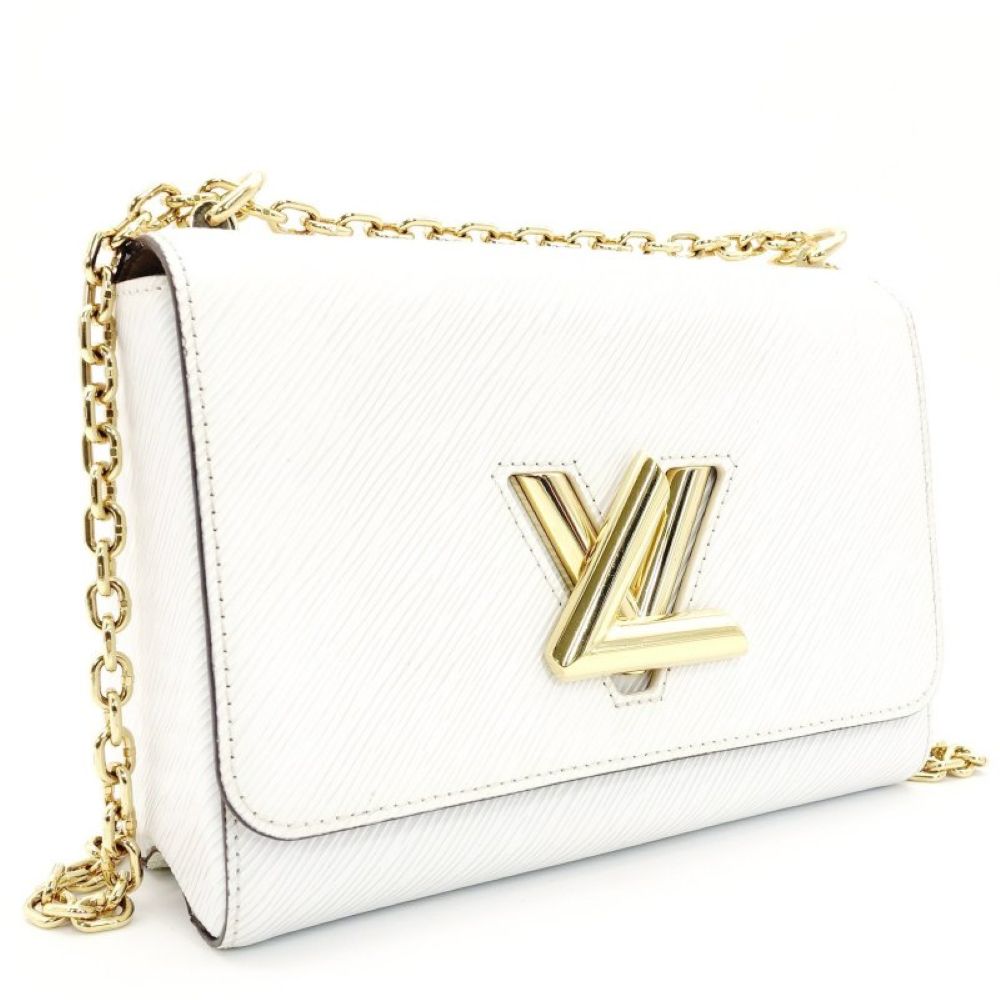 LOUIS VUITTON Epi Twist MM White Leather Shoulder Bag White M21111 Chain 7-8-237