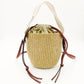 CHOLE Woody Small Baguette Bag Drawstring Shoulder Bag Raffia Straw Material Beige Logo 7-8-262
