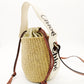 CHOLE Woody Small Baguette Bag Drawstring Shoulder Bag Raffia Straw Material Beige Logo 7-8-262