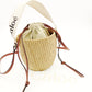 CHOLE Woody Small Baguette Bag Drawstring Shoulder Bag Raffia Straw Material Beige Logo 7-8-262