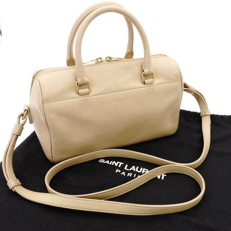Saint Laurent Baby Duffle Shoulder Bag Beige Leather YSL Handbag 7-8-320