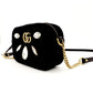 GUCCI GG Marmont Shoulder Bag Velour Black Crossbody Black GG Logo 7-8-361