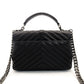 Saint Laurent YSL College Chain Shoulder Bag Black Leather Logo 2-Way Silver Hardware 7-8-375