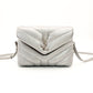 Saint Laurent Lulu Shoulder Bag Silver Leather YSL Logo With Box 7-8-381