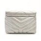 Saint Laurent Lulu Shoulder Bag Silver Leather YSL Logo With Box 7-8-381