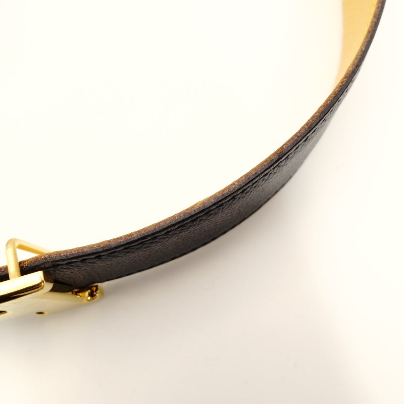 HERMES Belt Reversible Navy × Yellow Leather Size 65 Gold Hardware 7-8-420