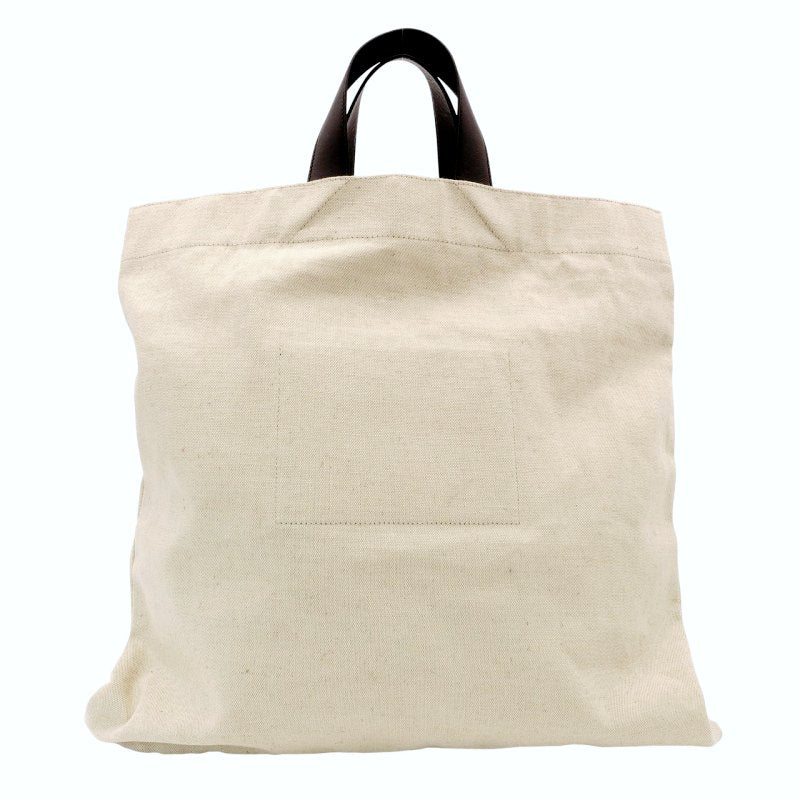 JIL SANDER Tote Bag Canvas Leather Beige × Black Large Size Logo 7-8-495