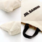 JIL SANDER Tote Bag Canvas Leather Beige × Black Large Size Logo 7-8-495