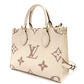 LOUIS VUITTON Implant OTG On the Go PM Handbag Leather Beige × Brown 2-Way Shoulder 7-8-514
