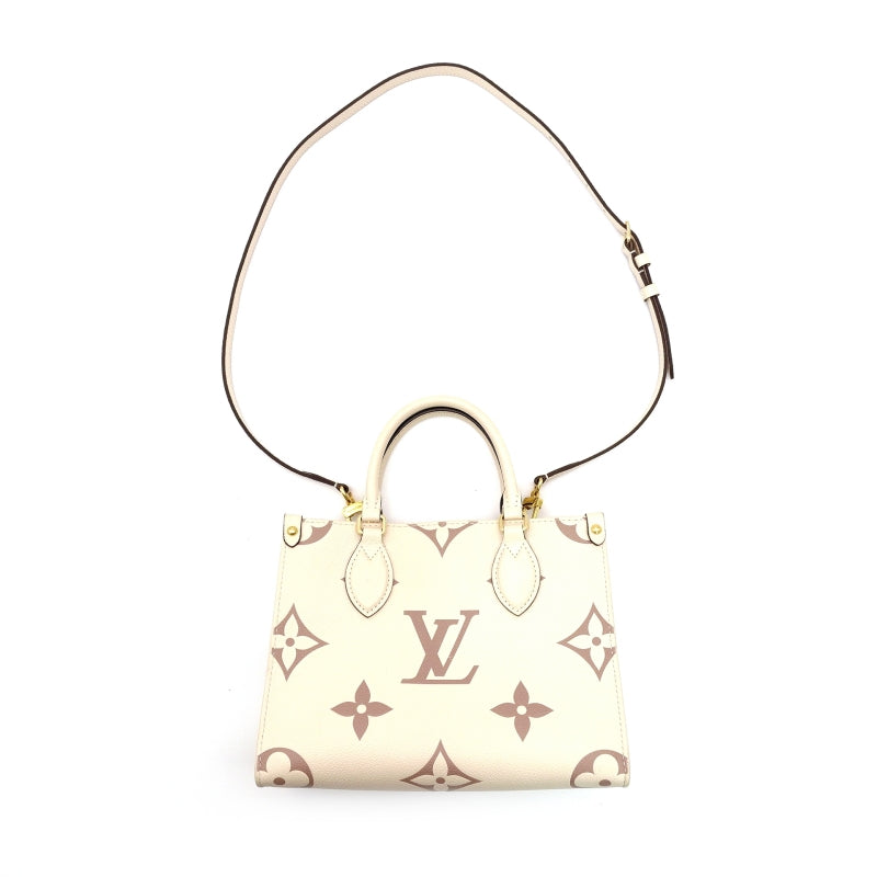 LOUIS VUITTON Implant OTG On the Go PM Handbag Leather Beige × Brown 2-Way Shoulder 7-8-514