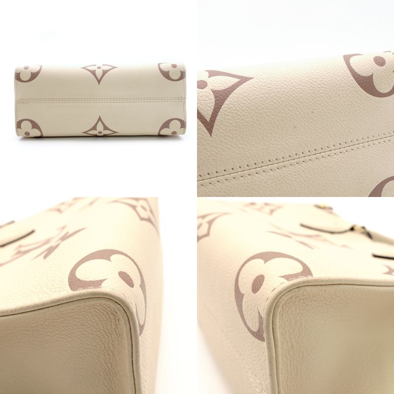 LOUIS VUITTON Implant OTG On the Go PM Handbag Leather Beige × Brown 2-Way Shoulder 7-8-514