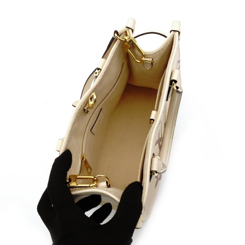 LOUIS VUITTON Implant OTG On the Go PM Handbag Leather Beige × Brown 2-Way Shoulder 7-8-514