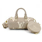 LOUIS VUITTON Monogram Implant Nano Speedy Shoulder Bag Leather Beige Crossbody 7-8-516