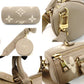LOUIS VUITTON Monogram Implant Nano Speedy Shoulder Bag Leather Beige Crossbody 7-8-516
