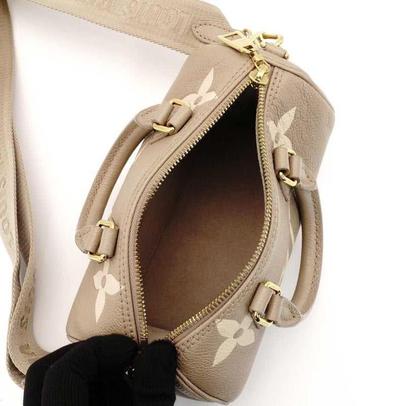 LOUIS VUITTON Monogram Implant Nano Speedy Shoulder Bag Leather Beige Crossbody 7-8-516