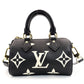 LOUIS VUITTON Monogram Implant Nano Speedy Shoulder Bag Leather Black Crossbody 7-8-553