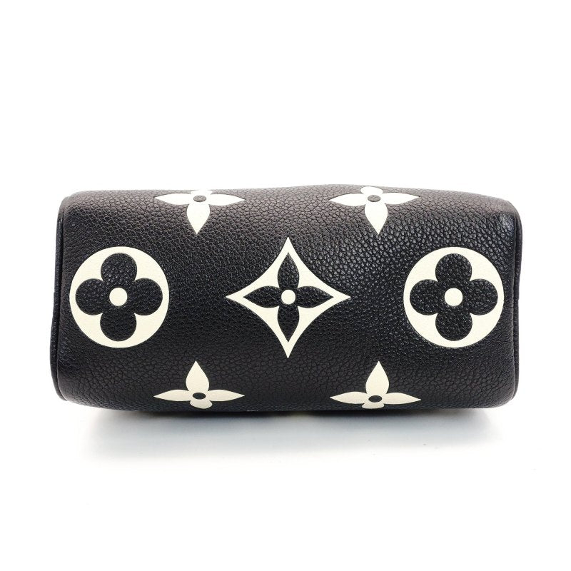 LOUIS VUITTON Monogram Implant Nano Speedy Shoulder Bag Leather Black Crossbody 7-8-553