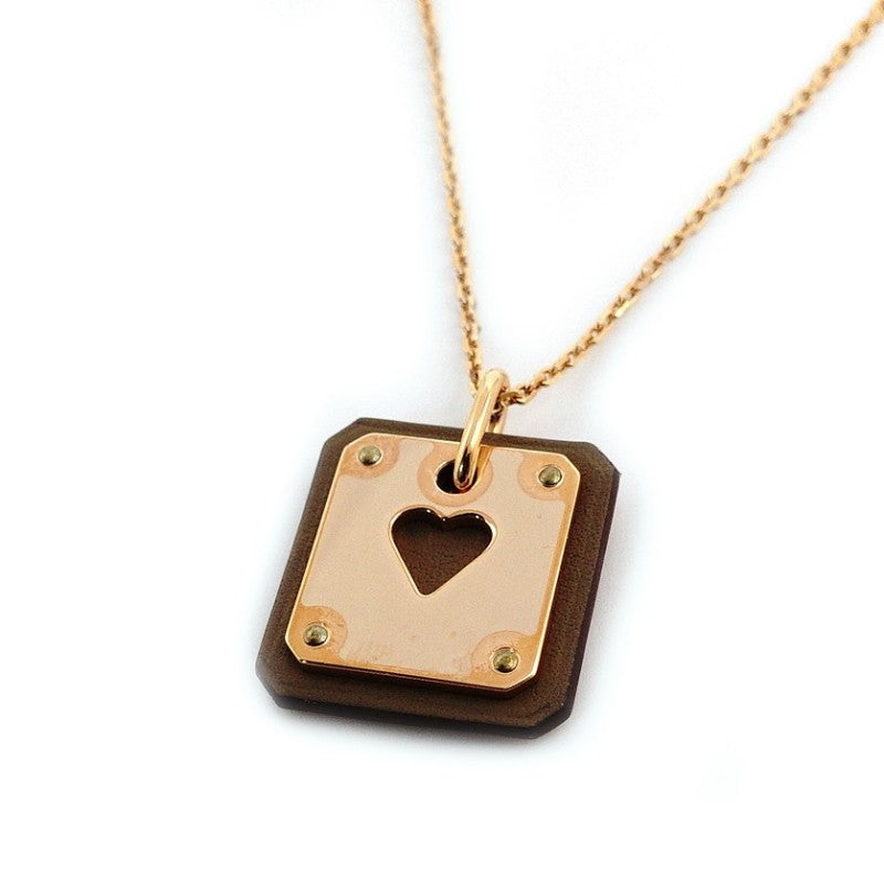 Unused Hermès As de Coeur Pink Gold Necklace with Heart Z Marking, Box Included 7-8-568