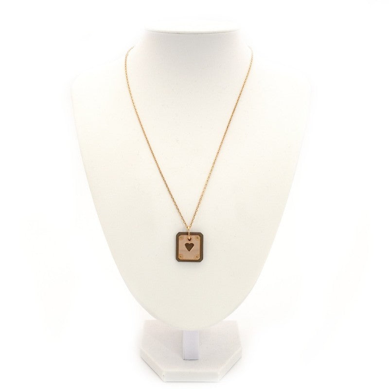 Unused Hermès As de Coeur Pink Gold Necklace with Heart Z Marking, Box Included 7-8-568