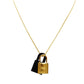Hermes O'Kelly PM Necklace Gold × Black Leather Black 7-8-569