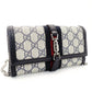 GUCCI Jackie 1961 Chain Wallet Shoulder Bag Crossbody Beige × Navy PVC 7-8-587