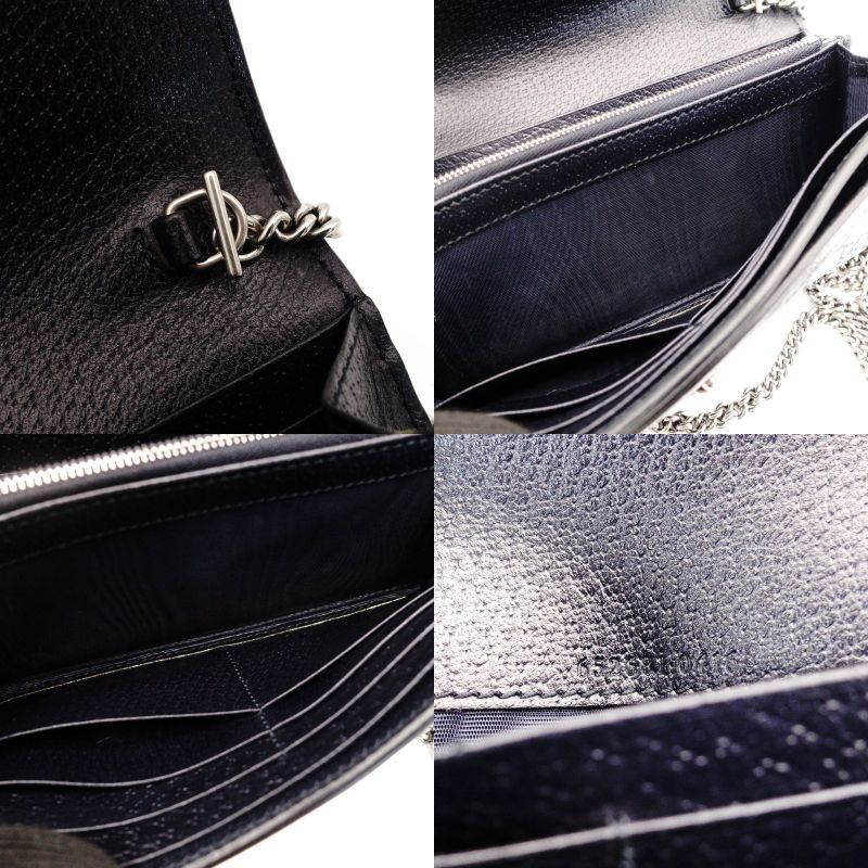 GUCCI Jackie 1961 Chain Wallet Shoulder Bag Crossbody Beige × Navy PVC 7-8-587