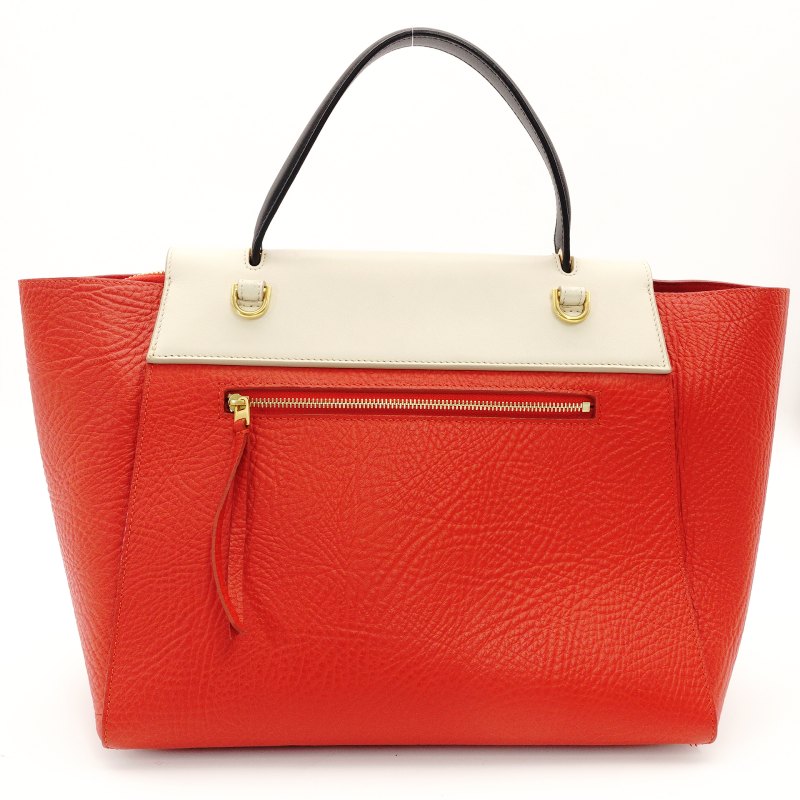Celine Belt Bag Handbag Red × Beige 2-Way Leather Shoulder Bag 7-8-594