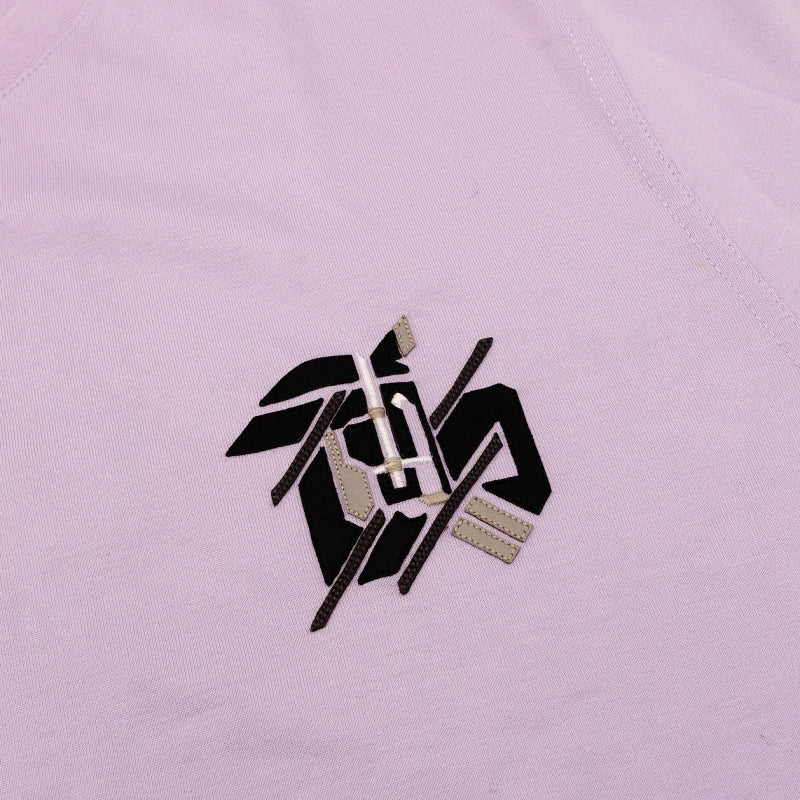 HERMES Men's T-Shirt XL Size Purple Leather Patch 100% Cotton 7-8-603