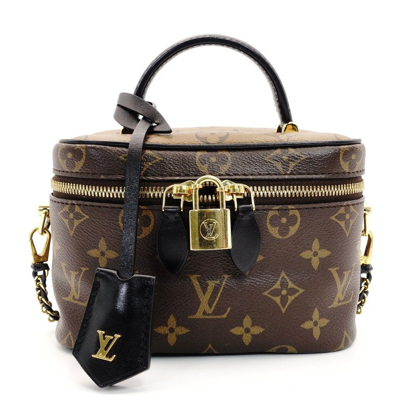 LOUIS VUITTON Monogram Reverse Vanity Bag 2-Way Brown-Tone Leather PVC 7-8-646