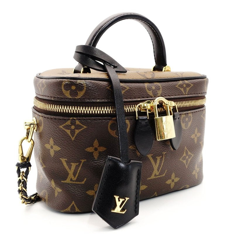 LOUIS VUITTON Monogram Reverse Vanity Bag 2-Way Brown-Tone Leather PVC 7-8-646