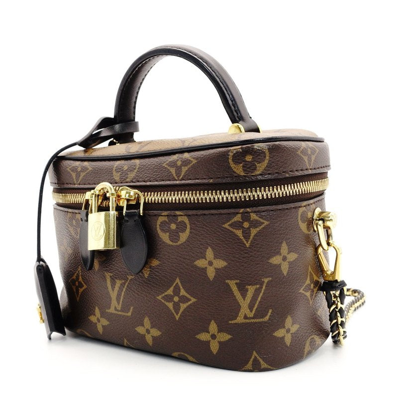 LOUIS VUITTON Monogram Reverse Vanity Bag 2-Way Brown-Tone Leather PVC 7-8-646