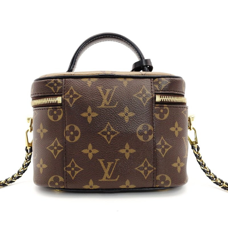 LOUIS VUITTON Monogram Reverse Vanity Bag 2-Way Brown-Tone Leather PVC 7-8-646