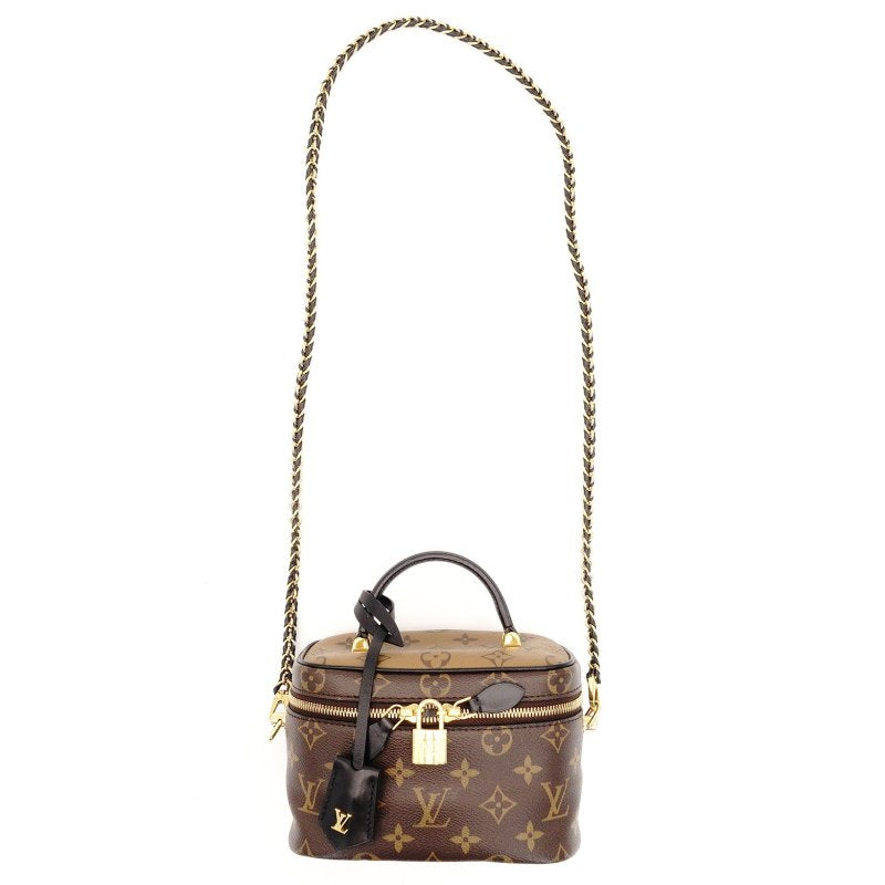 LOUIS VUITTON Monogram Reverse Vanity Bag 2-Way Brown-Tone Leather PVC 7-8-646