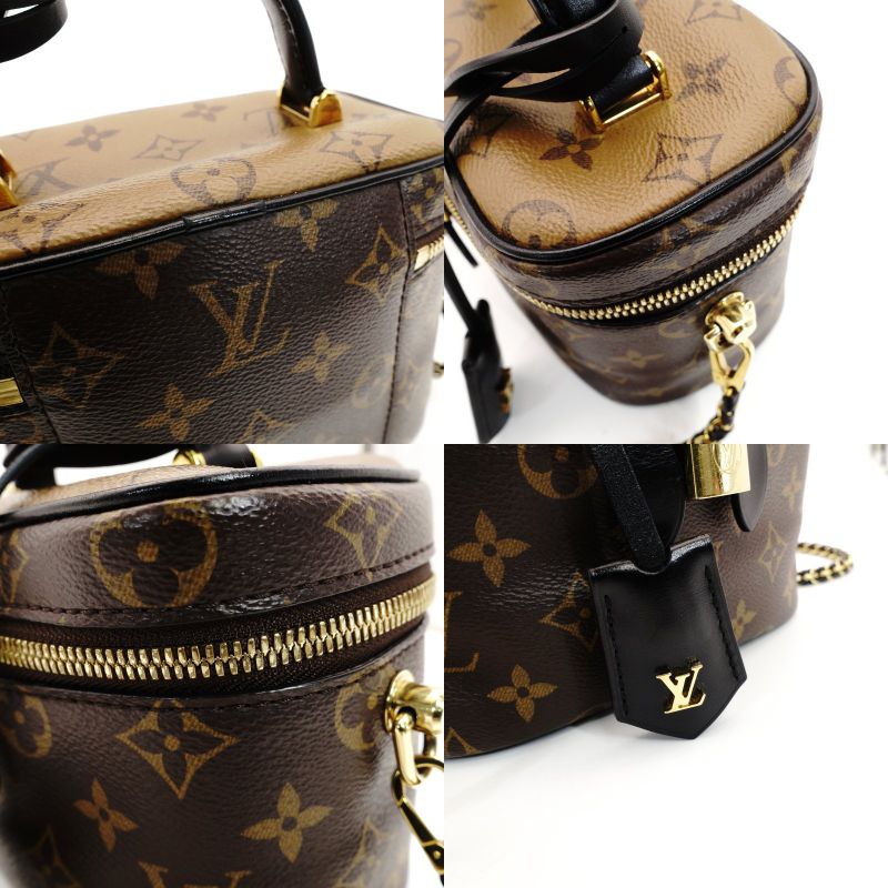 LOUIS VUITTON Monogram Reverse Vanity Bag 2-Way Brown-Tone Leather PVC 7-8-646