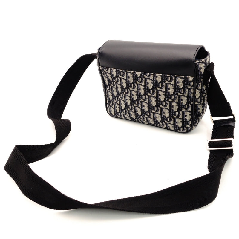 DIOR Kids Messenger Oblique Shoulder Bag Navy Canvas Leather Crossbody 7-8-662