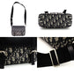 DIOR Kids Messenger Oblique Shoulder Bag Navy Canvas Leather Crossbody 7-8-662