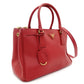 PRADA Leather Galleria 2-Way Crossbody Bag, Red, Gold Hardware, 7-8-678