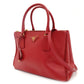 PRADA Leather Galleria 2-Way Crossbody Bag, Red, Gold Hardware, 7-8-678