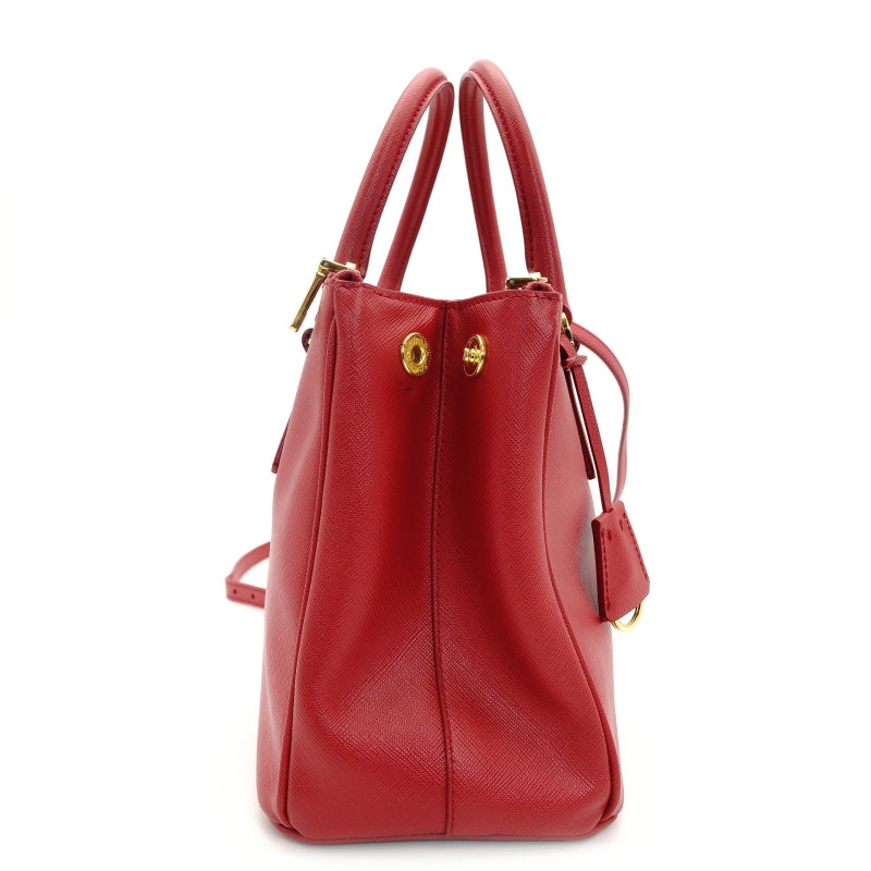PRADA Leather Galleria 2-Way Crossbody Bag, Red, Gold Hardware, 7-8-678