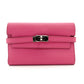 HERMES Kelly Wallet Medium Size Pink Leather Chèvre Silver Hardware D-Stamp 7-8-680