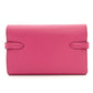 HERMES Kelly Wallet Medium Size Pink Leather Chèvre Silver Hardware D-Stamp 7-8-680