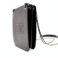 CHANEL Coco Mark Phone Holder Chain Shoulder Bag Black Leather Black CC Logo Silver Hardware 7-8-761