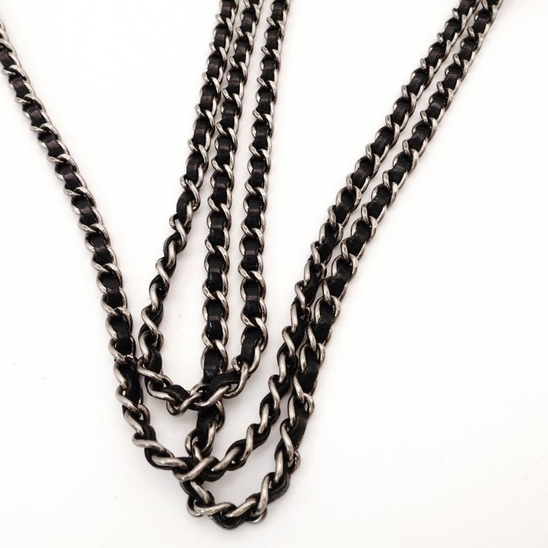 CHANEL Coco Mark Phone Holder Chain Shoulder Bag Black Leather Black CC Logo Silver Hardware 7-8-761